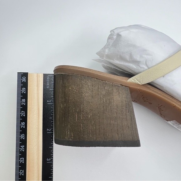 Splendid Womens Size 8.5 Eggshell White Cream Leather Block Heel Sandals Shoes - Picture 14 of 14